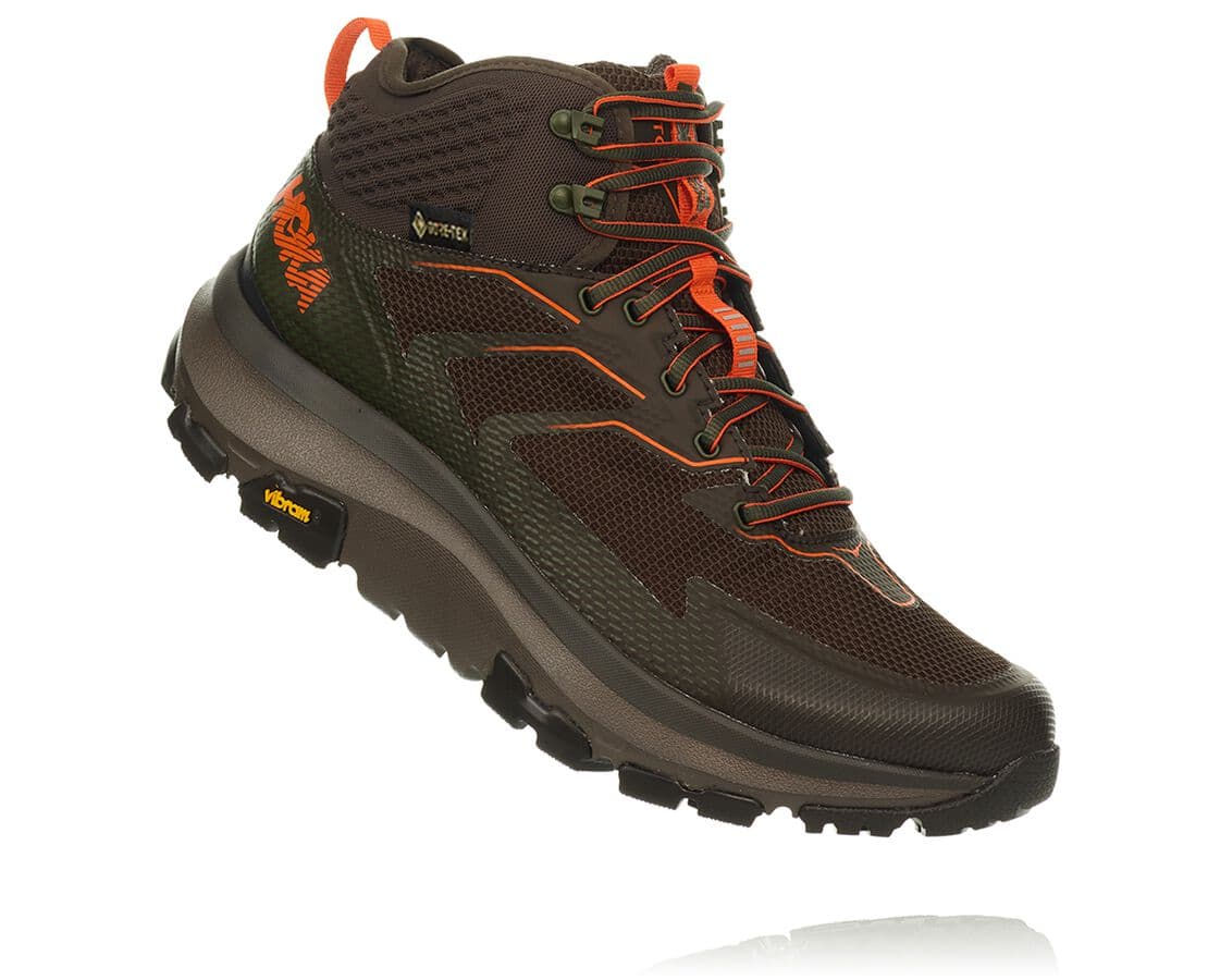 Hoka One One Toa Gore-Tex South Africa - Mens Hiking Boots - Black Olive / Orange,LRJBS-8492